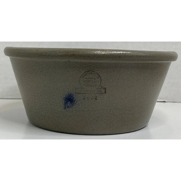 VTG Rowe Pottery Work Heart Gray Blue Mixing Bowl ‘92 Stoneware Cambridge Rustic - Picture 6 of 12